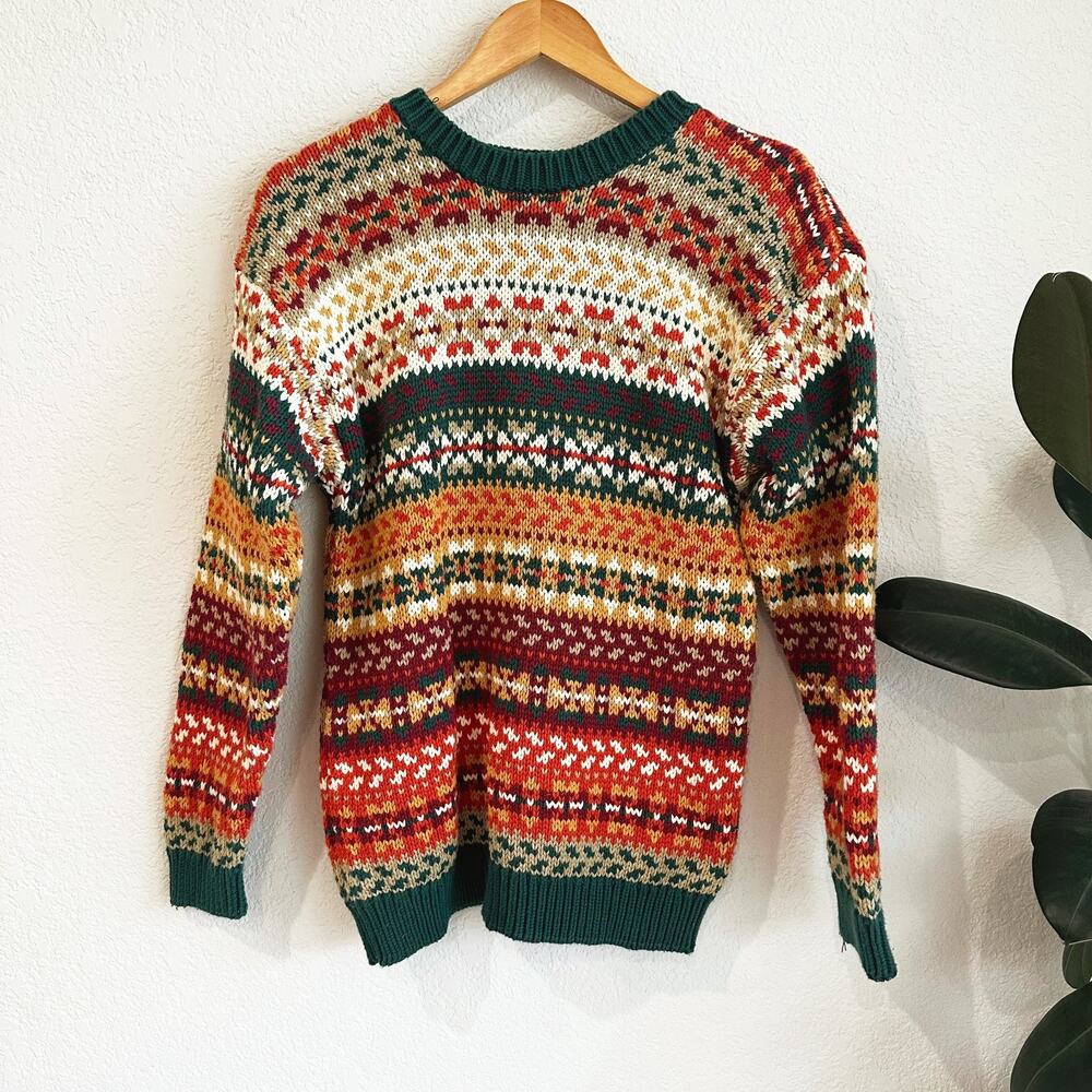 VTG Gap Multi-Color Fair Isle Sweater Womens XL 90s Heavy‎ Knit Preppy Old Money